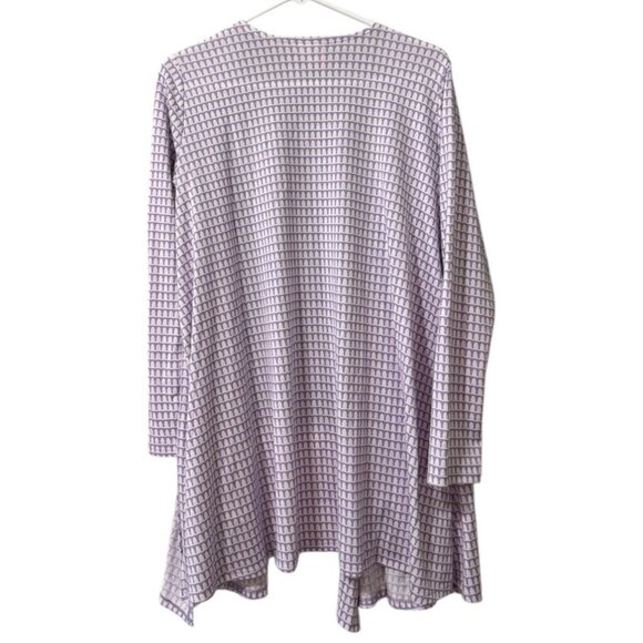 LulaRoe Women Size Large Open Front Cardigan Pockets Purple White Teacher Spring - Picture 2 of 12